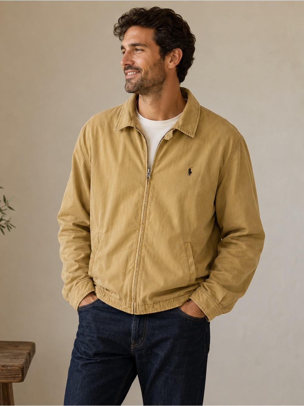 Polo Ralph Lauren Mens XXL Tan Khaki Cotton Harrington Jacket Zip Up Coat